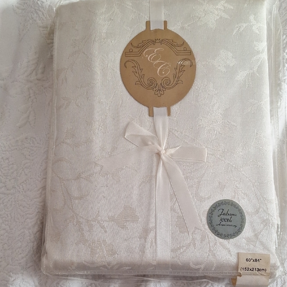 Elegant Ivory Floral Tablecloth